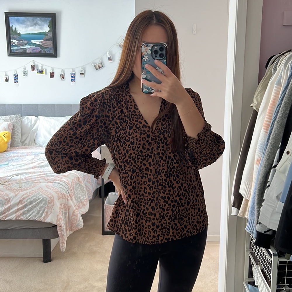 ECLAIR brown cheetah print top - (S)